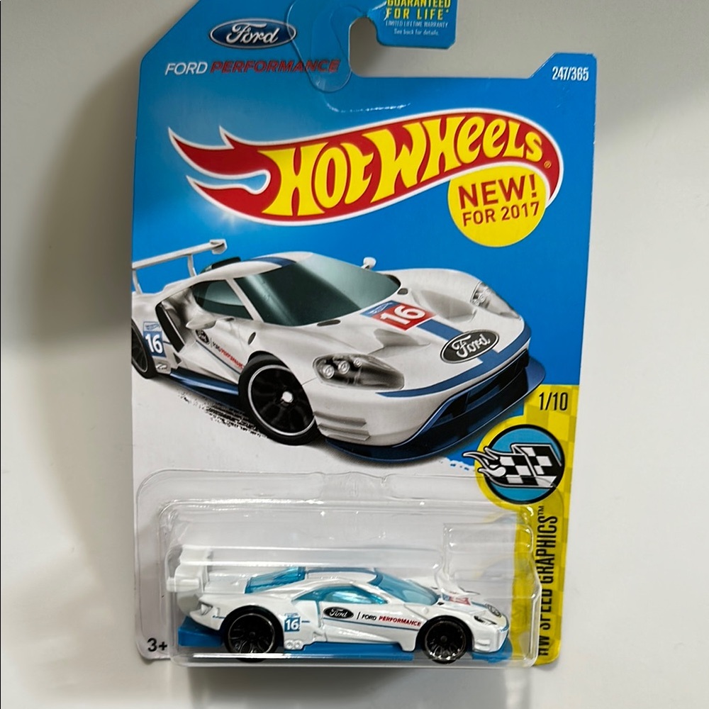 Hot Wheels 2016 Ford GT Race Performance White and Blue